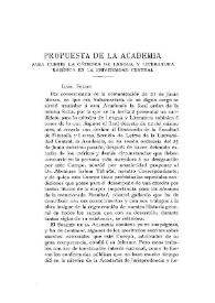 Propuesta de la Academia para cubrir la Cátedra de Lengua y Literatura rabínica en la Universidad Central