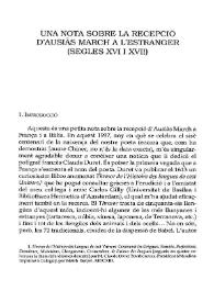 Una nota sobre la recepció d'Ausiàs March a l'estranger : (segles XVI i XVII)