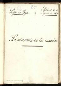 La discordia en los casados : comedia. Inc.: Casárase la duquesa ... Exp.: la discordia en los casados