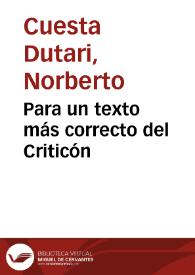 Para un texto más correcto del Criticón