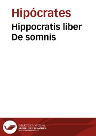 Hippocratis liber De somnis