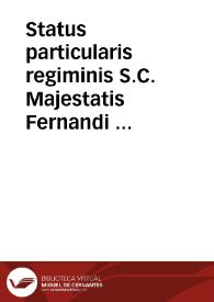 Status particularis regiminis S.C. Majestatis Fernandi II