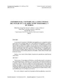 Criterios para contemplar la conectividad del paisaje en la planificación territorial y sectorial