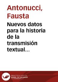 Nuevos datos para la historia de la transmisión textual de 