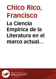 La Ciencia Empírica de la Literatura en el marco actual de los estudios teórico-literarios