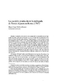 La cuestión jesuita desde la embajada de Tomás Azpuru en Roma (1767)