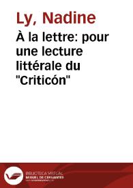 À la lettre: pour une lecture littérale du 