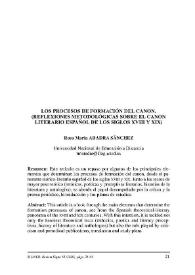 Los procesos de formación del canon : (reflexiones metodológicas sobre el canon literario español de los siglos XVIII y XIX)