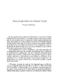 Para el epistolario de Palacio Valdés