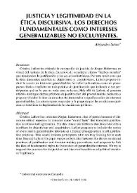 Justicia y legitimidad en la ética discursiva. Los derechos fundamentales como intereses generalizables no excluyentes