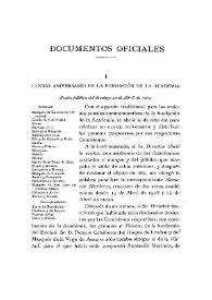 CLXXXI aniversario de la fundación de la Academia [Sesión pública del domingo 20 de abril de 1919]