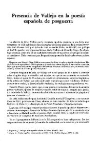 Presencia de Vallejo en la poesía española de posguerra