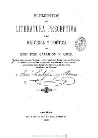 Elementos de literatura preceptiva o de retórica y poética