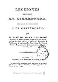 Lecciones elementales de literatura : aplicadas especialmente a la castellana