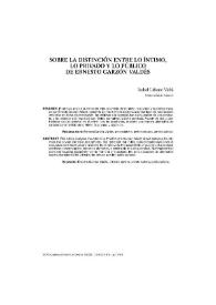 Sobre la distinción entre lo íntimo, lo privado y lo público de Ernesto Garzón Valdés