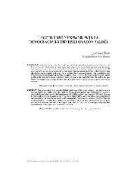 Legitimidad y espacio para la democracia en Ernesto Garzón Valdés