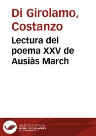 Lectura del poema XXV de Ausiàs March