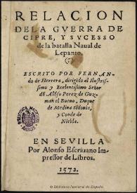 Relación de la guerra de Cipre, y suceso de la batalla Naval de Lepanto