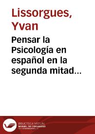 Pensar la Psicología en español en la segunda mitad del siglo XIX (Luis Simarro Lacabra, Urbano González Serrano, Leopoldo Alas, Clarín)