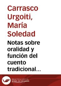 Notas sobre oralidad y función del cuento tradicional en Vicente Espinel