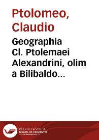 Geographia Cl. Ptolemaei Alexandrini, olim a Bilibaldo Pirckheimherio trâslata, at nunc multis codicibus graecis collata, pluribusque in locis ad pristinam ueritatem redacta a Iosepho Moletio Mathematico. Addita sunt ... amplissima eiusdem commentaria..., atque nominibus antiquis regionum, ciuitatum, oppidorum, montium, syluarum, fluuiorum, laccum, caeterorumque locorum, apposita sunt recentiora. Adsunt LXIIII tabulae XXVII nempe antiquae, et reliquae nouae, quae totam continent terram, nostrae, ac Ptolemaei aetati cognitam, typisque aeneis excussae. Indices rerum ... copiosissimi...