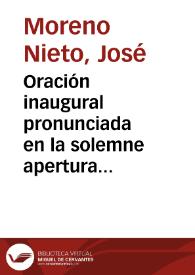 Oración inaugural pronunciada en la solemne apertura de la Academia de Ciencias y Literatura del Liceo de Granada, en 21 de enero de 1853