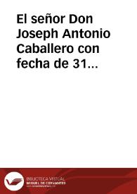 El señor Don Joseph Antonio Caballero con fecha de 31 del antecedente me dice lo que sigue. Habiendose suscitado duda si han de estar exéntas de aloxamientos las casas de los suegtos [sic] privilegiados, que no estan habitadas por ellos mismos...