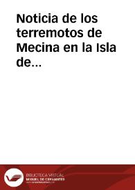 Noticia de los terremotos de Mecina en la Isla de Sicilia