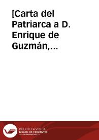 [Carta del Patriarca a D. Enrique de Guzmán, 20-10-1617].