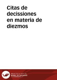 Citas de decissiones en materia de diezmos