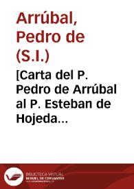 [Carta del P. Pedro de Arrúbal al P. Esteban de Hojeda sobre materia 