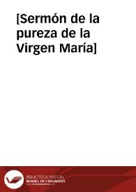 [Sermón de la pureza de la Virgen María]