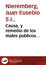 Causa, y remedio de los males publicos...