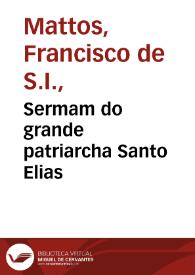 Sermam do grande patriarcha Santo Elias