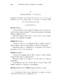 Genealogía y Nobleza (Continuación) [V]