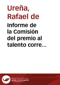 Informe de la Comisión del premio al talento correspondiente al año 1922