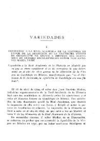 Exposición a la Real Academia de la Historia a favor de la aparición de la Santísima Virgen de Guadalupe en Méjico e Informe del académico de número Excelentísimo Señor don Antonio María Fabié