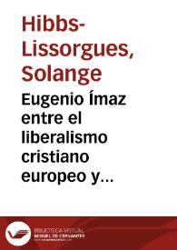 Eugenio Ímaz entre el liberalismo cristiano europeo y la Alemania nazi