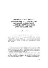 Cartes des de la batalla de l'Ebre per part d'un soldat republicà de Constantí: Llorenç Gibert Recasens (juny-setembre 1938)