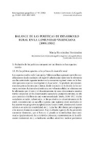 Balance de las políticas de desarrollo rural en la Comunidad Valenciana (1991-2006)