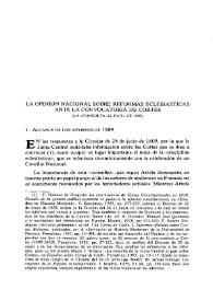 La opinión nacional sobre reformas eclesiásticas ante la convocatoria de Cortes : (La 