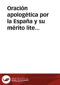 Oración apologética por la España y su mérito literario