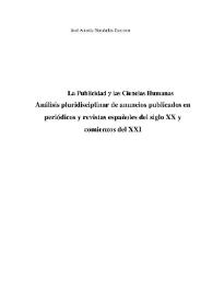 La Publicidad y las Ciencias Humanas. Análisis pluridisciplinar de anuncios publicados en periódicos y revistas españoles del siglo XX y comienzos del XXI