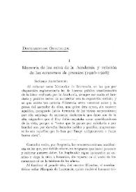 Memoria de los actos de la Academia y relación de los concursos de premios (1926-1928)