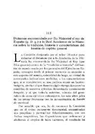 Dictamen encomendado por Su Majestad el Rey de España (q. D. g.) a la Real Academia de la Historia sobre la tradición, historia y características del bastón de capitán general