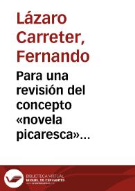 Para una revisión del concepto «novela picaresca» (1970)