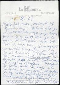 Carta de Francisco Rabal a su familia. 10 de febrero de 1967