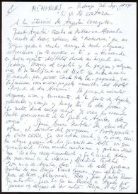 Carta de Francisco Rabal a Agustín Cerezales. 26 de septiembre de 1994