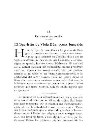 Un manuscrito notable : El Sacristán de Vieja Rúa, poeta burgalés