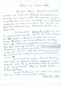 Carta de Luis Buñuel a Francisco Rabal. París, 21 de enero de 1974